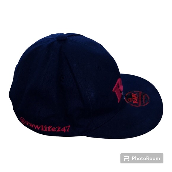 RAW Rolling Papers Snapback Hat Black Embroidered with Poker & Stash Pocket - Picture 4 of 9